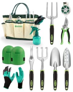 Bokhot Garden Tools Set Gardening Hand Tool Gift Kit with Heavy Duty Tool Bag for Easy Storage