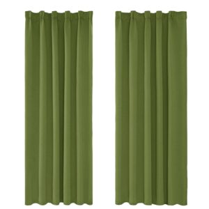 Amazon Brand &ndash; Umi Pencil Pleat Solid Thermal Insulated Energy Saving Blackout Curtains 46 x 90 Inch Green 2 Panels