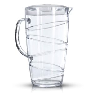 LIVIVO Swirl Design 2L Plastic Pitcher Jug with Lid and Vented Spout - Great for Picnics