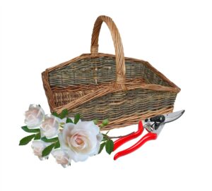 Willow Garden Trug Basket 2 Tone Weave in Medium - Traditional Flowers Plant Veg Garden Tools Carry Basket - Gardeners Basket Veg Trug - Vegetable Trugs for the Garde