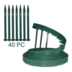 Ram® 10M Meters Green Lawn Edging Border Flower Bed Garden Lawn Edging Flexible Border With 40 Pegs Gree