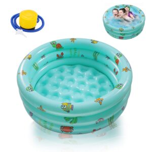 Ucradle Paddling Pools for Kids Baby Inflatable Kiddie Swimming Paddling Pool Ocean Life 3 Ring with Inflatable Safety Floor and Free Air Pump for Family Toddlers Children Garden