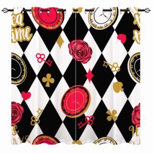 YUANZU Geometric Curtains - Girls Fashion Abstract Colorful Alice in Wonderland Chess Board 3D Print Pattern Eyelet Blackout Thermal Window Drapes for Bedroom Living Room 2 Panels W75cm x D166cm