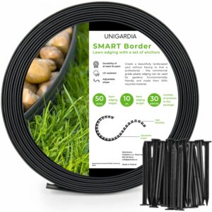 Flexible Lawn Edging 10 m with 30 Securing Pegs - Plastic Garden Edging Border - Easy Installation - Height 5 cm