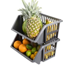 Fruit Vegetable Storage Rack Baskets Multifunction Basket for Kitchen Bathroom Living Room (Grey