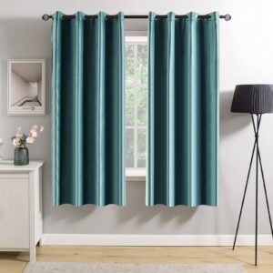 MIULEE Teal Velvet Curtains Blackout Thermal Insulated 55 Inch drop Curtain Pair Eyelet Room Darkening Drapes for Living Room Kids Bedroom Nursery 55" W x 57" L 140x145 CM 2 Panels