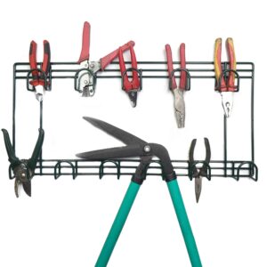 Maison & White Garden Tool Rack | Shed & Garage Wall Mounted Storage | 2 Tier Hanging Rack | Gardening Accessories | Metal Coat Hanger | Fixings Included | M&W