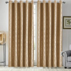 Hafaa Blackout Curtains for Living Room – 260 GSM Embossed Eyelet Curtains Bedroom 46x54 Inch Window Thermal Insulated Curtain matching Tiebacks - 2 Panel