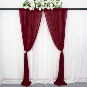 ShinyBeauty Sheer Curtains 2 Panles 210cm Long Chiffon Backdrop Curtain Burgundy Chiffon Curtains 29x84 Inches Voile Curtains for Living Room Chiffin Fabric Drapes for Wedding Party Stage Deocrations