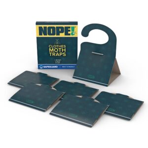 NOPE! Clothing Moth Traps - 6 Pack - Non-Toxic Odourless Sticky Clothes Moth Trap with Pheromone Lure for Moth Treatment - Pet & Child-Safe