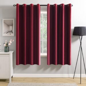 MIULEE Velvet Blackout Thermal Insulated Curtain Pair Eyelet Room Darkening Drapes for Living Room Kids Bedroom Nursery 55" W x 57" L 140x145 cm 2 Panels Burgundy