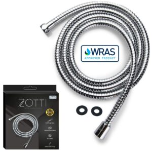 Zotti 1.5m Shower Hose | Stainless Steel Replacement Shower Hose | Leakproof and Anti-Kink | Universal Standard Fitting | High Pressure Resistance | Easy DIY Replacement | Includes 2 Washers