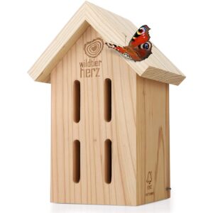 Butterfly House - Untreated & Robust Insect Hotel Butterfly Made of Weatherproof Solid Wood - Butterflies Grow for the Garde