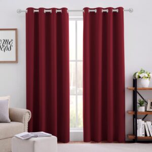 HOMEIDEAS Burgundy Red Blackout Curtains 2 Panels 42 X 84 Inch Drop Room Darkening Eyelet Curtains for Bedroom Living Room