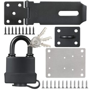 Door Latch Hasp with Door Padlock and Hasp Repair Plate
