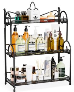 EKNITEY Kitchen Countertop Storage Organiser - 3 Tier Folding Bathroom Counter Organisation and Storage for Spice