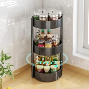 YunNasi Revolving Spice Rack Lazy Susan Turntable Carbon Steel Kitchen Cupboard Organiser Condiment Holder Rotating Spice Rack for Pantry