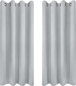 Utopia Bedding Blackout Curtains Grommet Thermal 2 Panels Drapes [Grey White