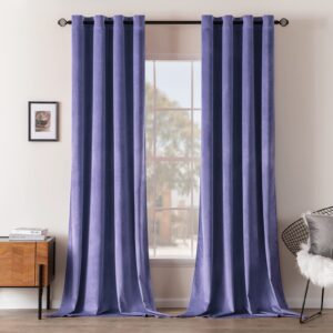 MIULEE Velvet Curtains Blackout Thermal Insulated drop Curtain Pair Eyelet Room Darkening Drapes for Living Room Kids Bedroom Nursery 46" W x 90" L 117x228 CM 2 Panels Blue-purple