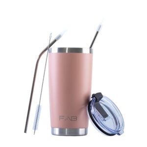 FAB Tumbler - Silver Pink 20oz Stainless Steel with Lid