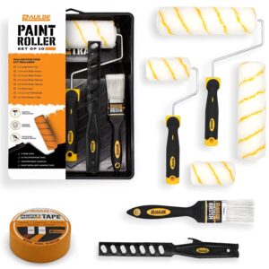 RAULDE 10 Pieces Paint Roller Set - Includes a Paint Tray