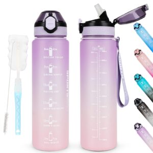 AOHAN Water Bottles 1L BPA Free Sport Drinking Bottle with Straw