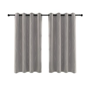Anjee Eyelet Thermal Insulated Blackout Curtains and Drapes Wave Line with Dots Printed for bedroom living room Children's room Two Matching Tie Backs 46 x 54 inch Space Gray