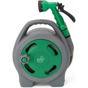 Pelle & Sol 10M Garden Hose Reel with 7 Adjustable Spray Nozzle Gun| Garden Hose with Hose Connector | Mini Hose Reel Garden Accessories | Lawn & Garden Watering Equipment - Gree