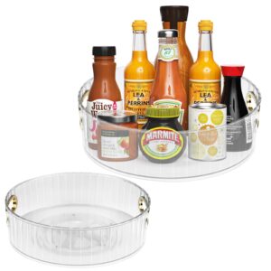 2 Pack Lazy Susan Cupboard Organiser - Multifunctional Spice Rack with Handle for Kitchen & Pantry Storage and Organisation