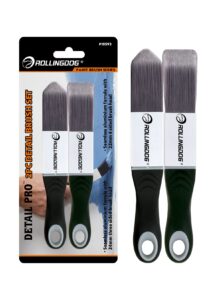 ROLLINGDOG 2PC Detail Edge Cutting in Paint Brush Set Include 1PC Four Sided Square Brush and 1PC Three Sided Triangle Paint Brush