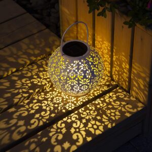 GIGALUMI Solar Lantern White Hanging Garden Lights Great Outdoor Lawn Décor for Patio Garden