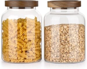 Yangbaga 2PCS Glass Jars with Lid 1.2L