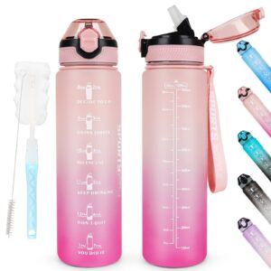 AOHAN Water Bottles 1L BPA Free Sport Drinking Bottle with Straw