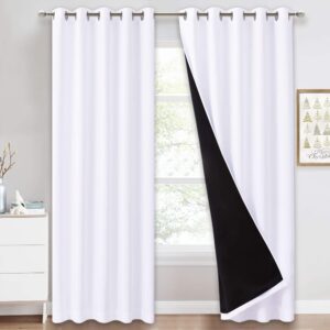 PONY DANCE 100% Blackout Sheet Curtains - Double Layers Energy Save & Sound Reduce Curtains Light Block Thermal Insulated Curtain Drapes for Sliding Door