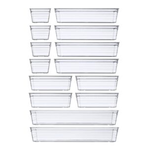 14 PCS Clear Plastic Drawer Organisers Tray for Makeup