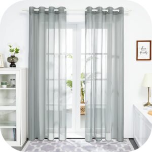 Amazon Brand - Umi Voile Curtains Eyelet Net Curtains Semi Sheer Curtains Decorative Sheer Voile Curtains Light Weight Voile Net Curtains Grey 52 x 84 Inch 2 Panels