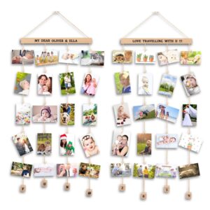 Uping Set of 2 Hanging Photo Display with 40 Clips Photo Display Board for Hanging Prints