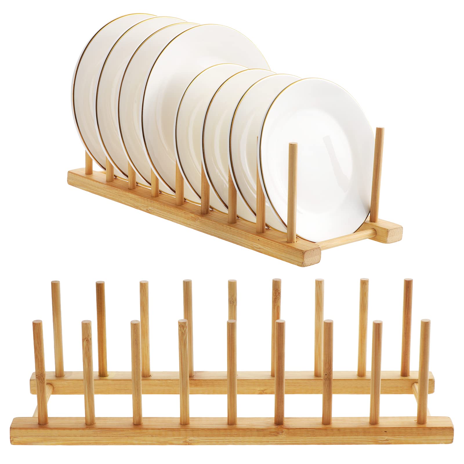 TsunNee 2PCS Bamboo Rack Holder Dish Drainer