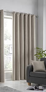 Natural beige eyelet dim out curtain