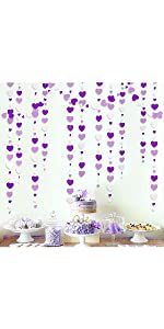 purple white heart garland