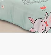 ArtisticHome Light Green Balloon and Rabbits Duvet Cover Set for Kids, Single Lively Comforter Co...