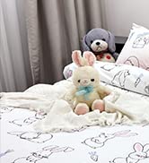 ArtisticHome Light Green Balloon and Rabbits Duvet Cover Set for Kids, Single Lively Comforter Co...