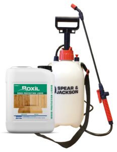 Roxil Wood Protection Liquid (5 Litre & Sprayer) - Weatherproofs and Protects Decks