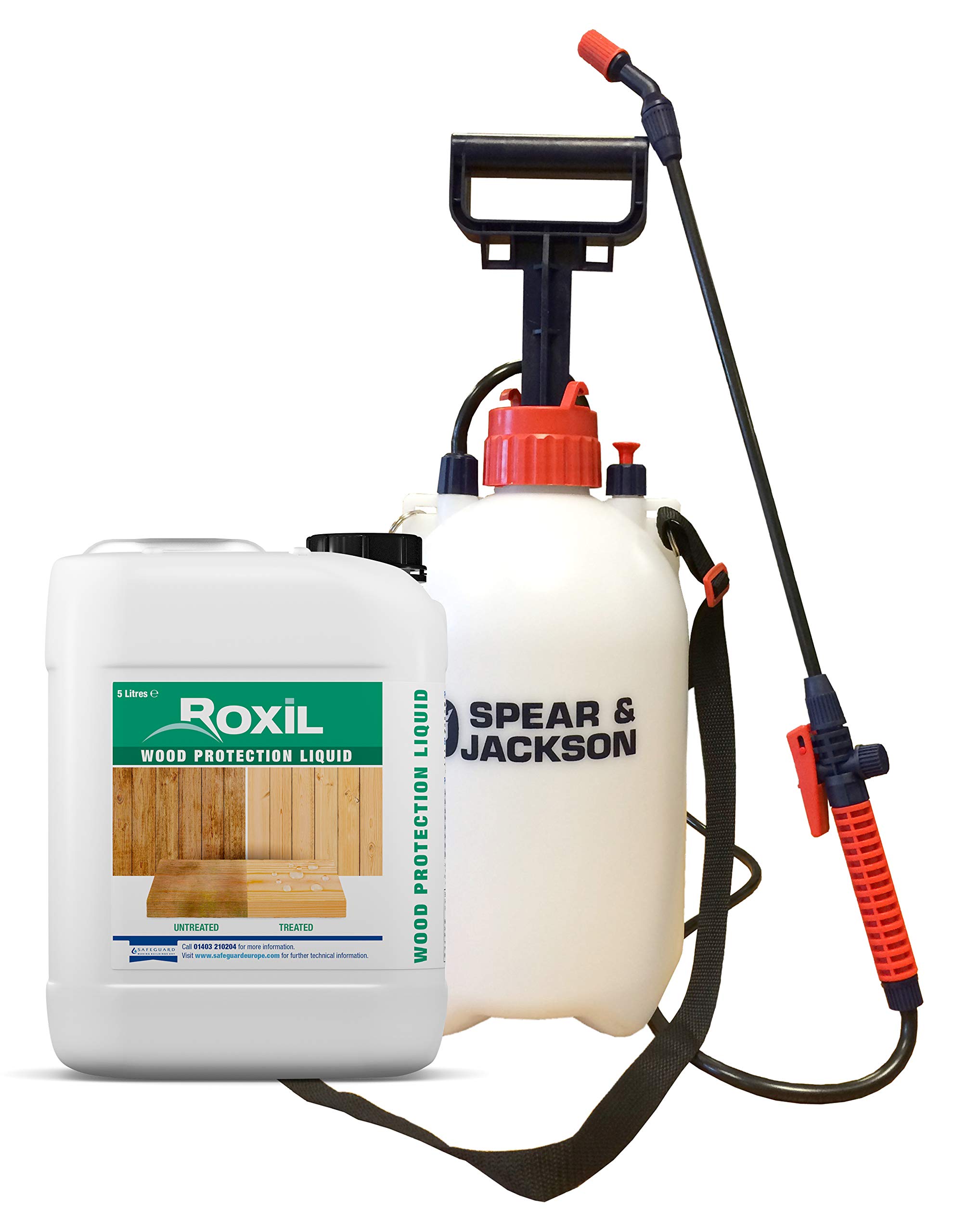 Roxil Wood Protection Liquid (5 Litre & Sprayer) - Weatherproofs and Protects Decks