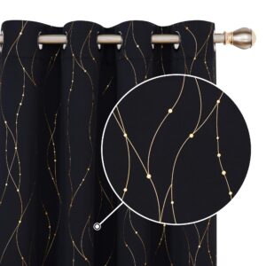Deconovo Decorative Gold Dotted Line Foil Printed Blackout Curtains