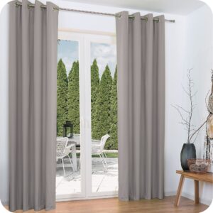 Beautissu Thermal Curtain Set 140x245cm Amelie - 2 Panels Bedroom Curtain – Insulating Window Drapes – Long Drapes for Windows Set of 2 Opaque Curtains in Grey