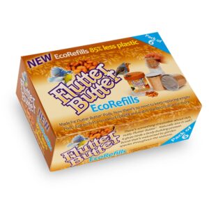 Jacobi Jayne - Flutter Butter EcoRefills Wild Bird Food - Irresistible Peanut Butter Bird Feed That Is Perfect for Garden Bird Feeders - Pack of 6 Refills