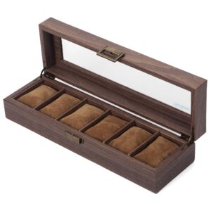 READAEER Watch Box 6-Slots with Real Glass Topped