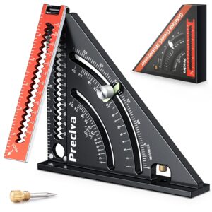 Folding Triangle Ruler Speed Square Preciva Adjustable Positioning 6-inch Carpenter's Layout Ruler Precision Goniometer Multi-Angle Measurement Aluminum Alloy Multi-Function Woodworking Tool