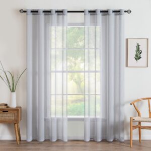 MIULEE 2 Panels Sheer Window Curtains Elegant Window Voile Panels Drapes Treatment for Bedroom Living Room 46" Wx54 L Grommet Top Grey